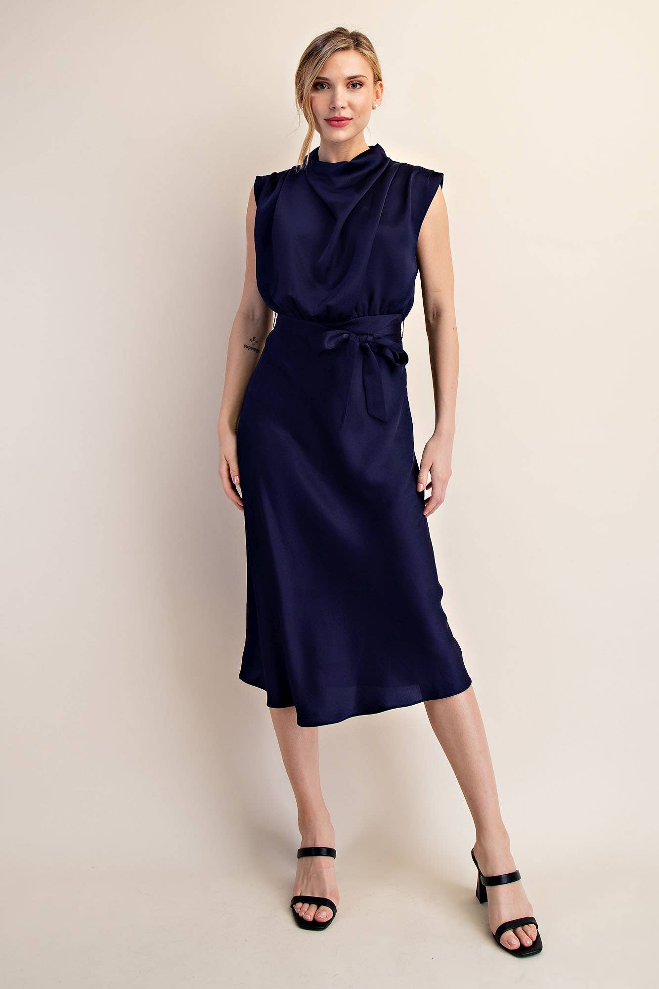 Glam - Cowl Neck Midi Dress