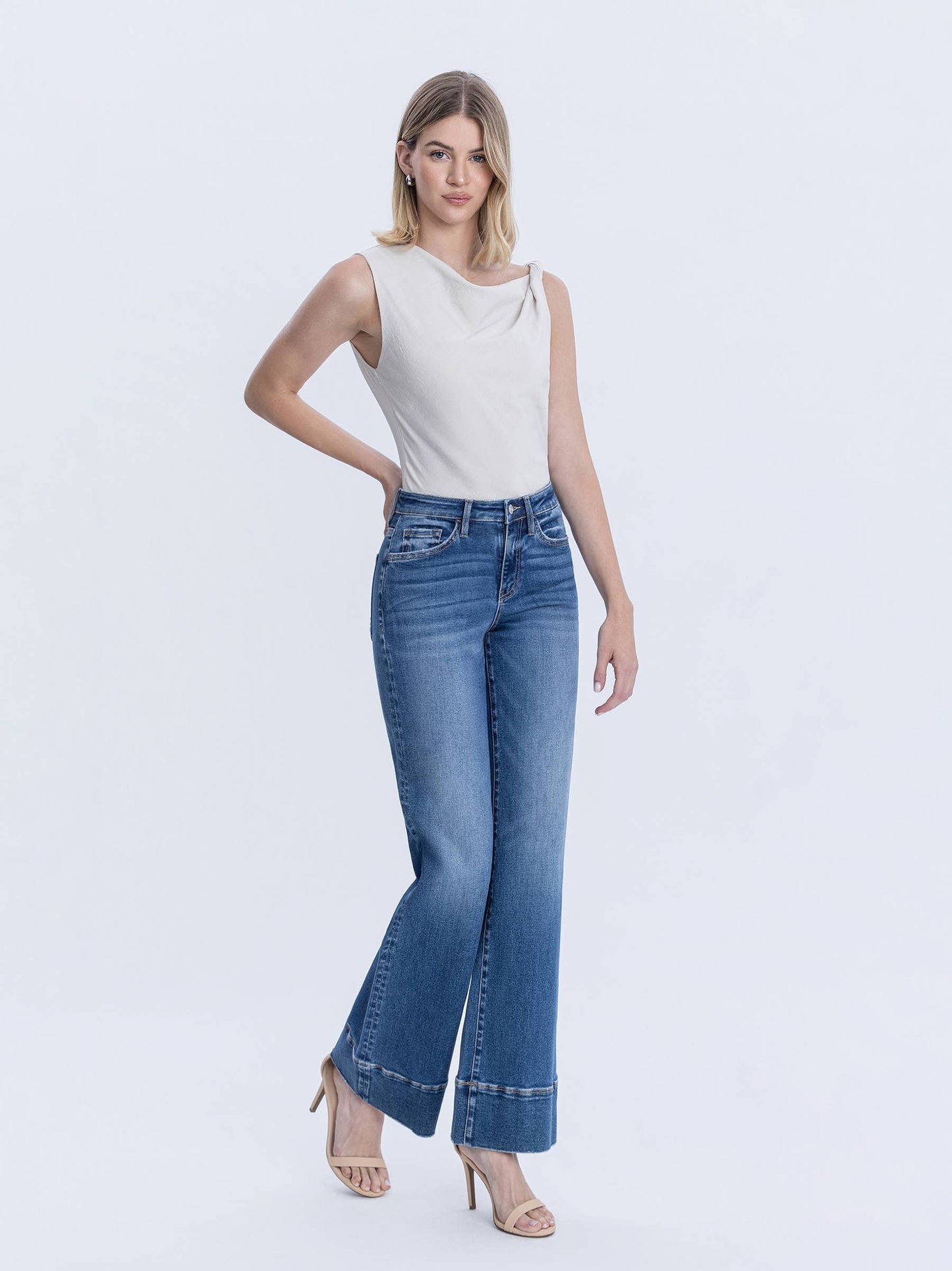 Lovervet by VERVET - HIGH RISE TROUSER HEM VINTAGE FLARE JEANS LV1849