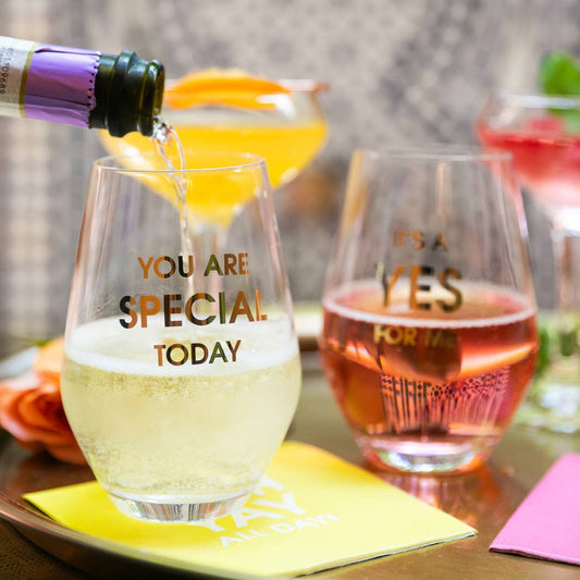 Chez Gagné - You Are Special Today - Gold Foil Stemless Wine Glass