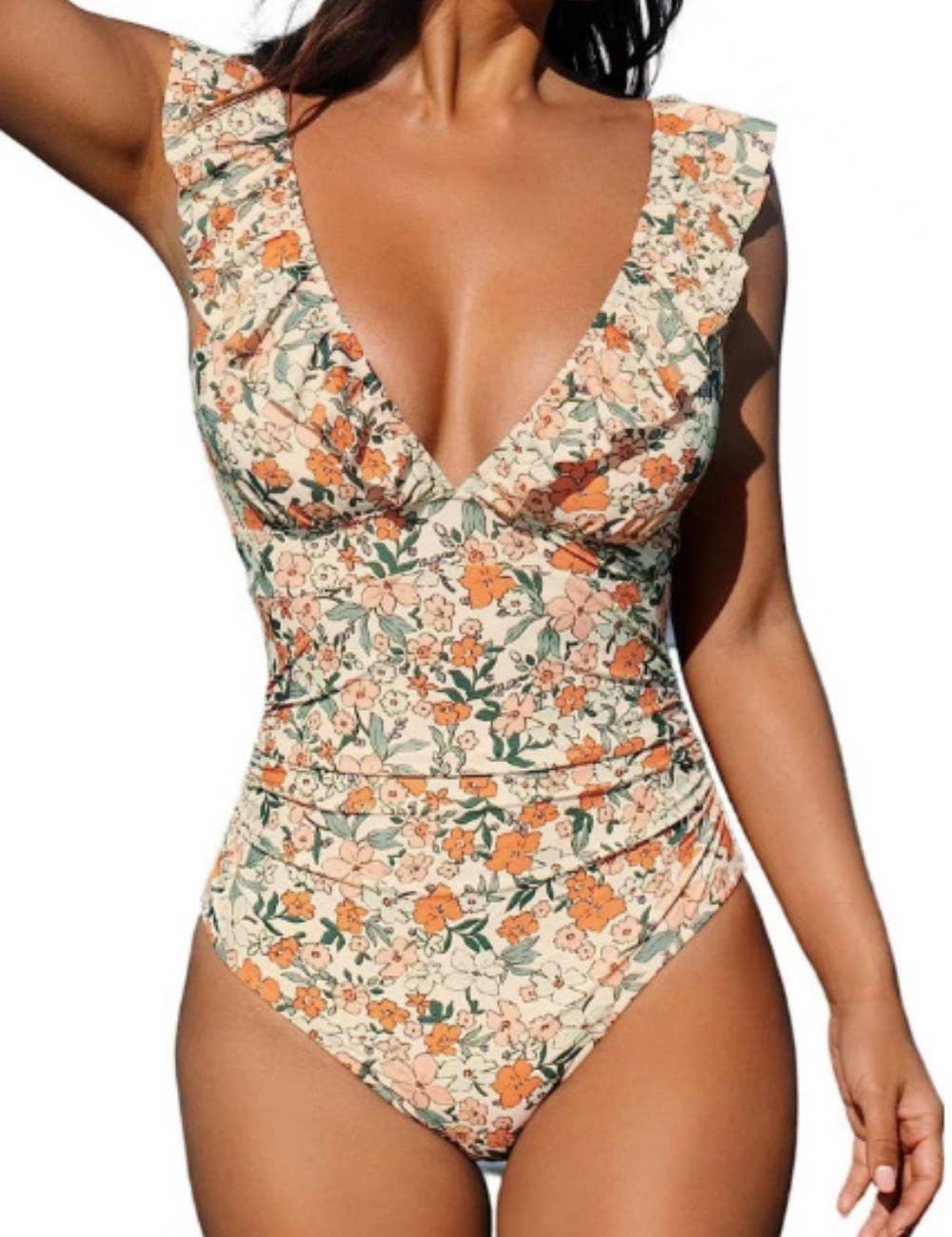 Dipped Shop - Floral Print Flounce Back String Tie Swimwear DPSW1001