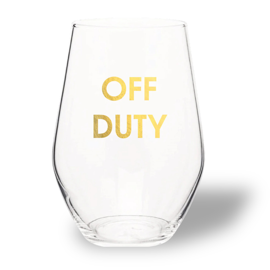 Chez Gagné - Off Duty - Gold Foil Wine Glass Stemless Wine Glass