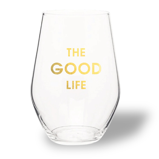 Chez Gagné - The Good Life - Gold Foil Stemless Wine Glass