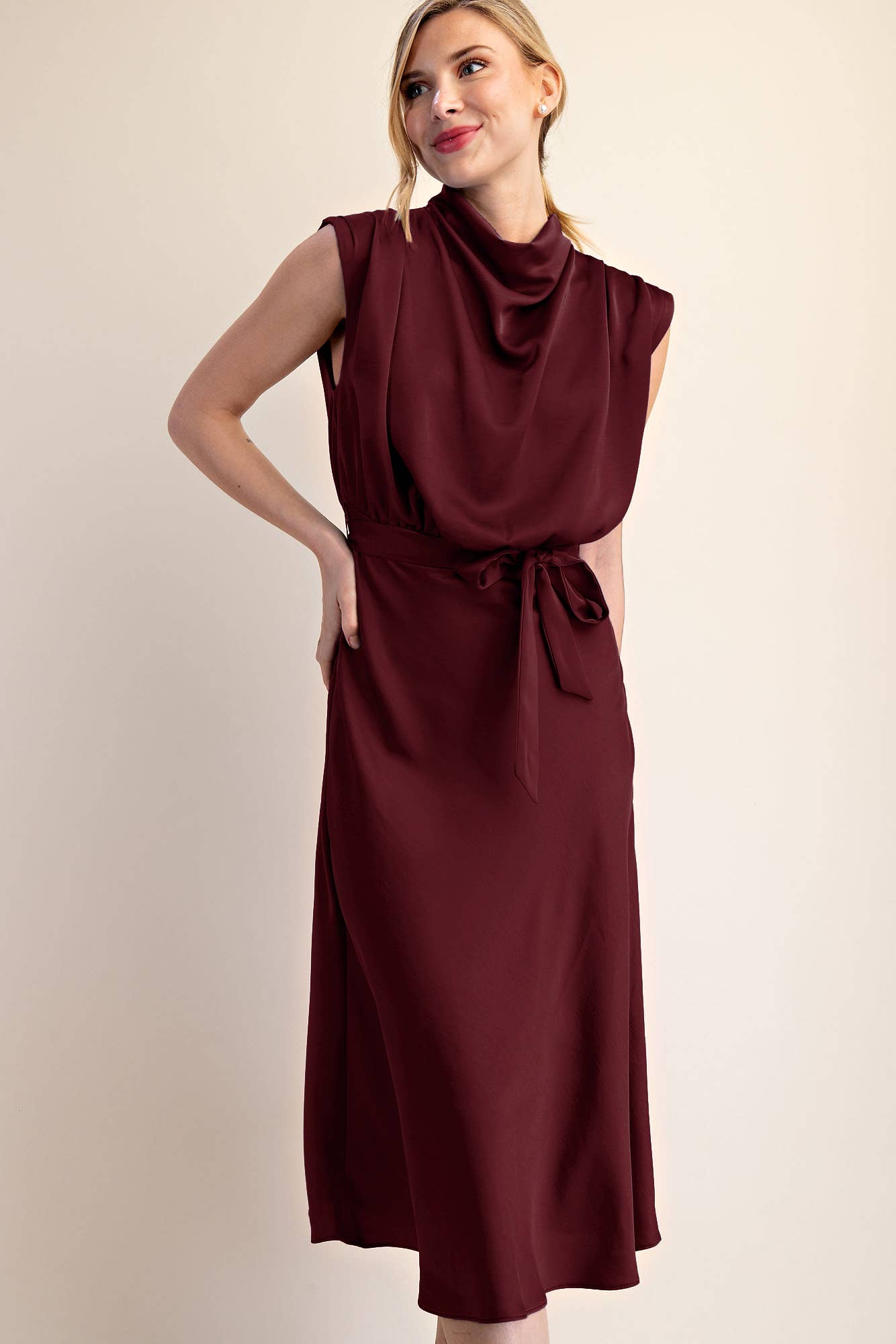 Glam - Cowl Neck Midi Dress