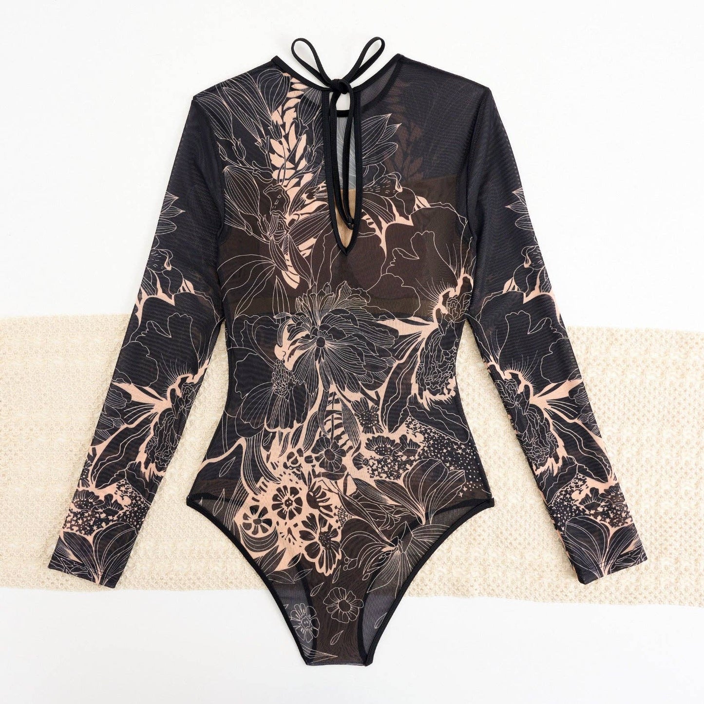 Dipped Shop - Retro Long Sleeve Rash Guard Swimsuit  With Cover DP26H868
