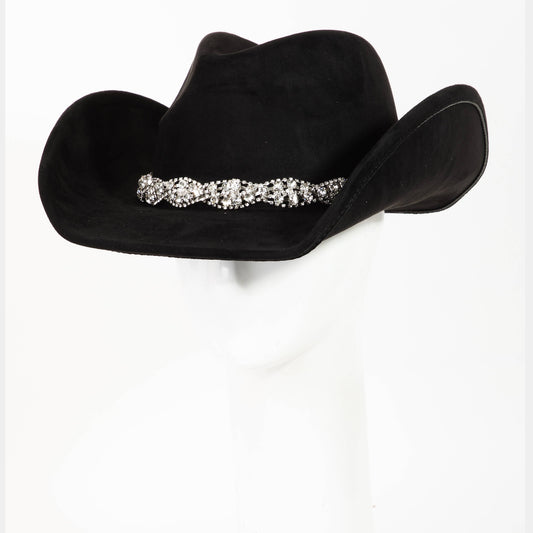 Collections by Fame Accessories - Rhinestone Chain Strap Western Cowboy Hat