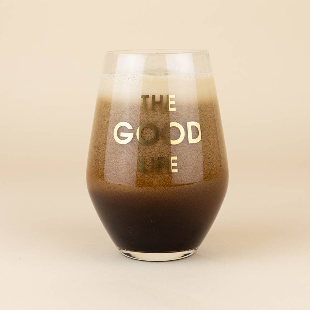 Chez Gagné - The Good Life - Gold Foil Stemless Wine Glass