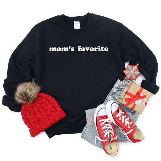 Mugsby - Mom's Favorite Funny Holiday Crewneck Sweatshirt - BLACK