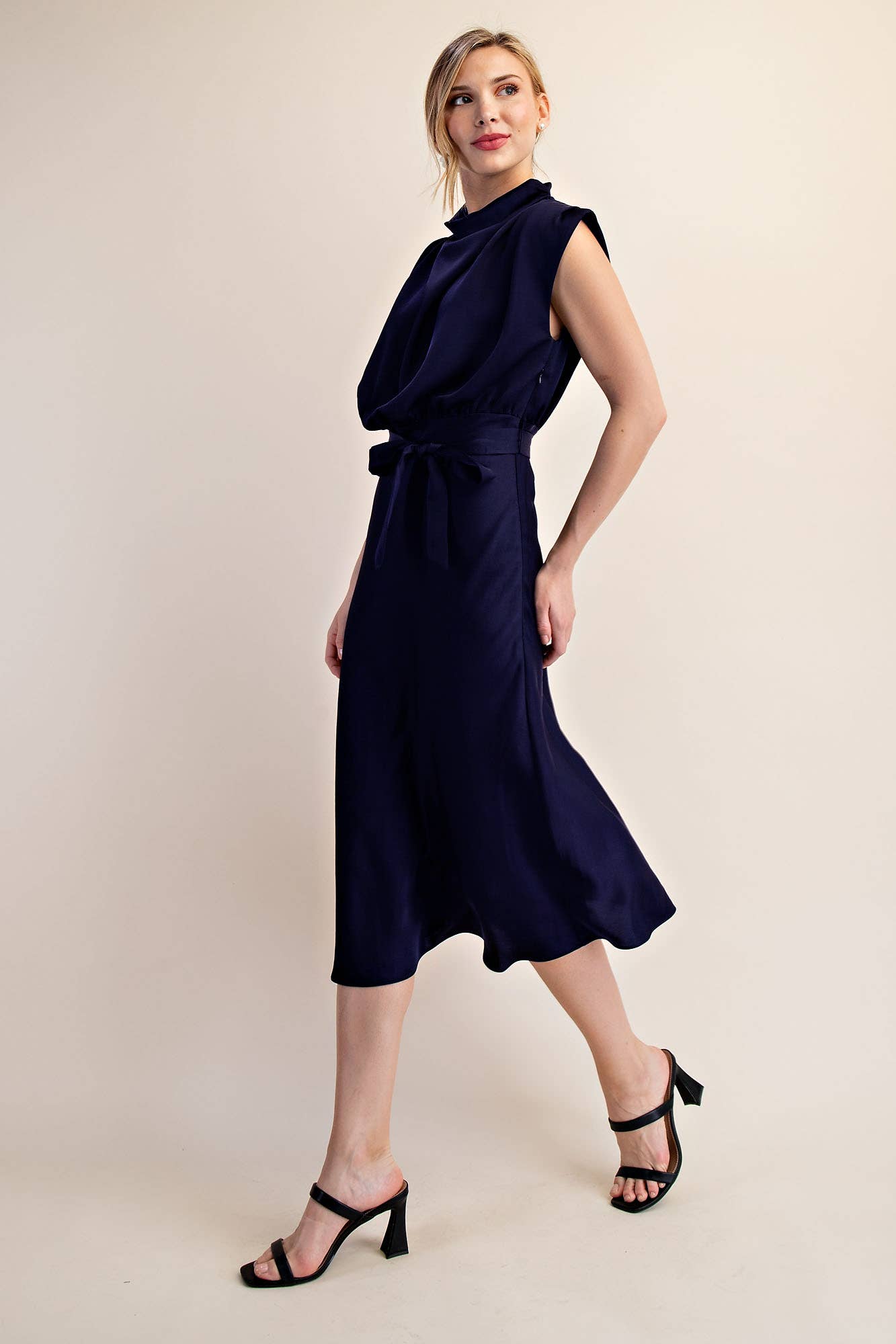 Glam - Cowl Neck Midi Dress