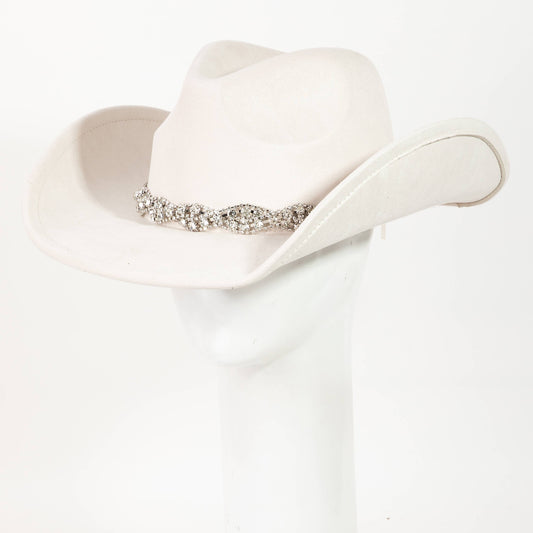 Collections by Fame Accessories - Rhinestone Chain Strap Western Cowboy Hat
