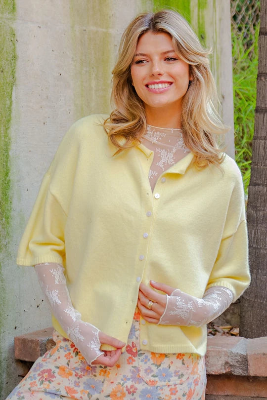 Solid Button Down Half Sleeve Cardigan