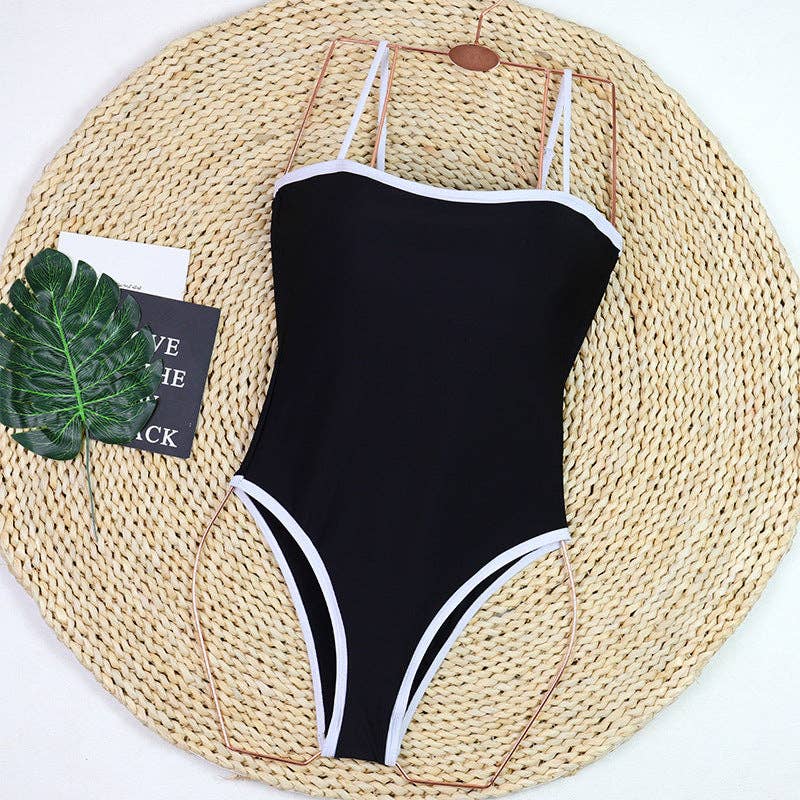 Dipped Shop - Simple Color Block Sexy One Piece Swimwear DPSW1114