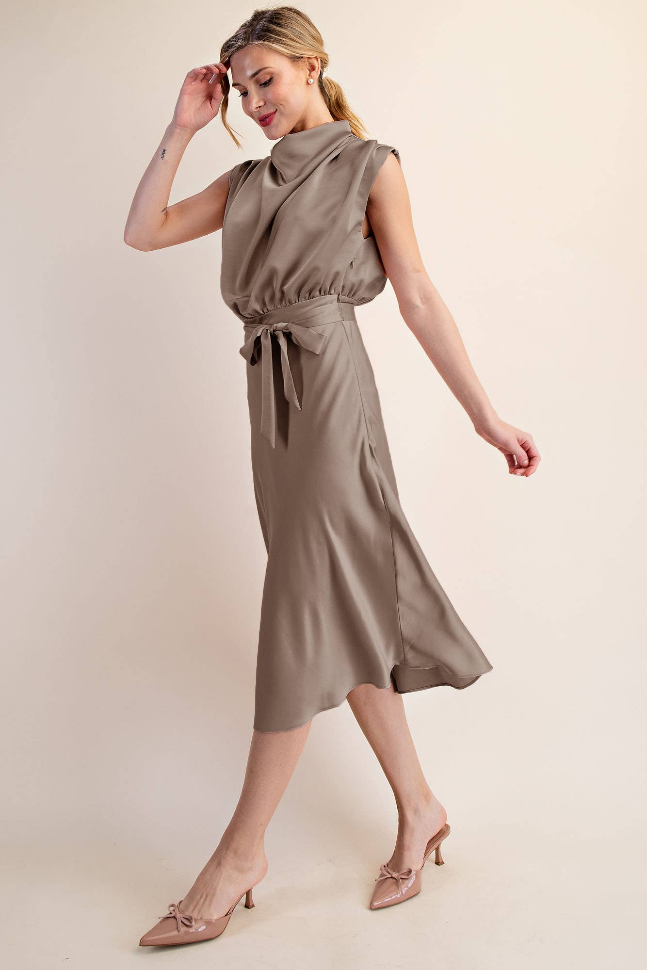 Glam - Cowl Neck Midi Dress