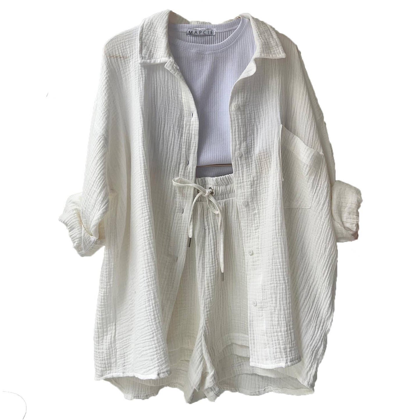 Mapcie - LONG SLEEVE WITH SHORT BUTTON DOWN SET