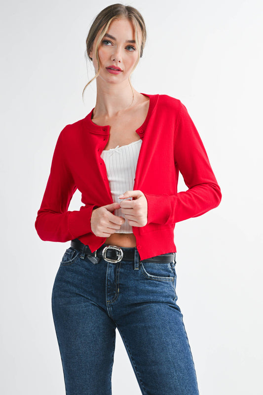 AEMI + CO - 5176GN Ribbed Button-Up Knit Cardigan