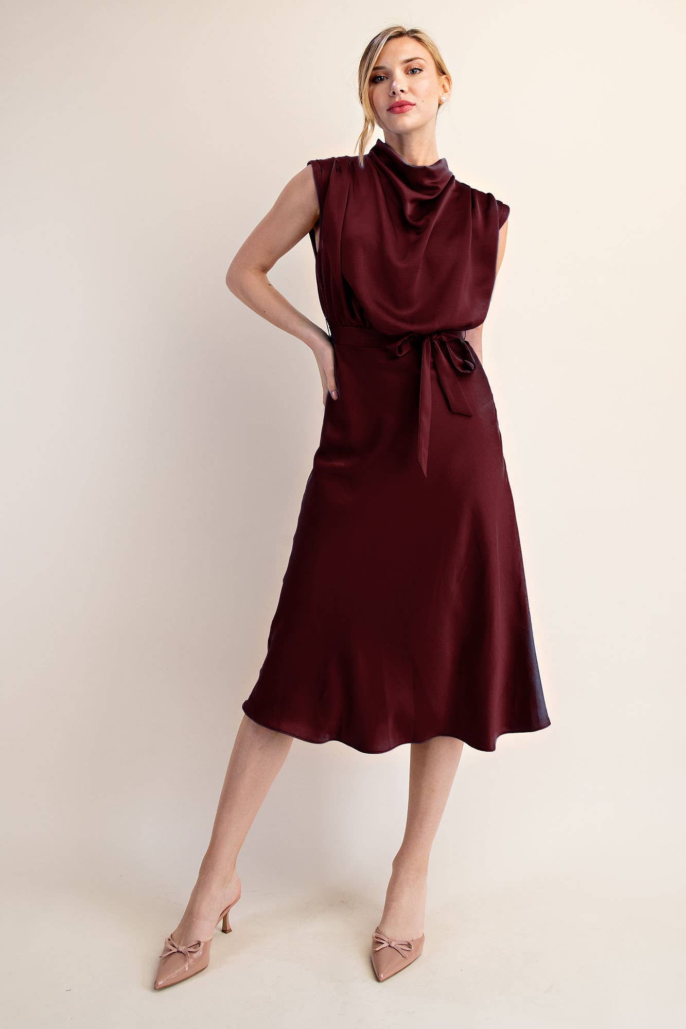Glam - Cowl Neck Midi Dress