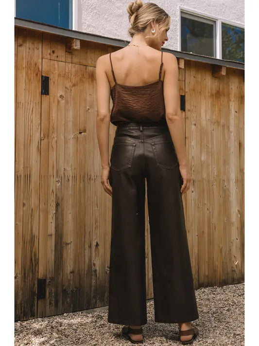 distressed faux leather pants