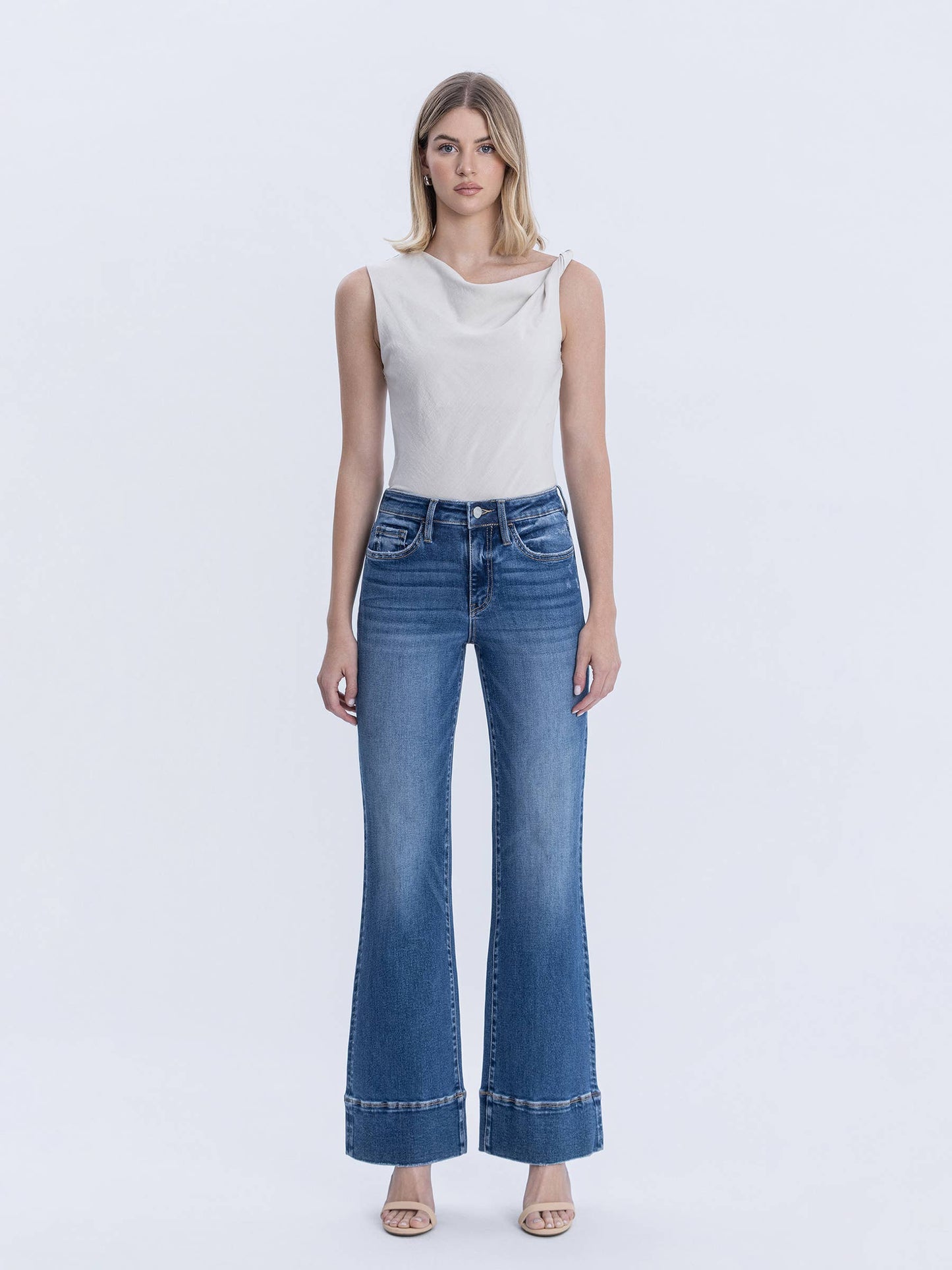 Lovervet by VERVET - HIGH RISE TROUSER HEM VINTAGE FLARE JEANS LV1849