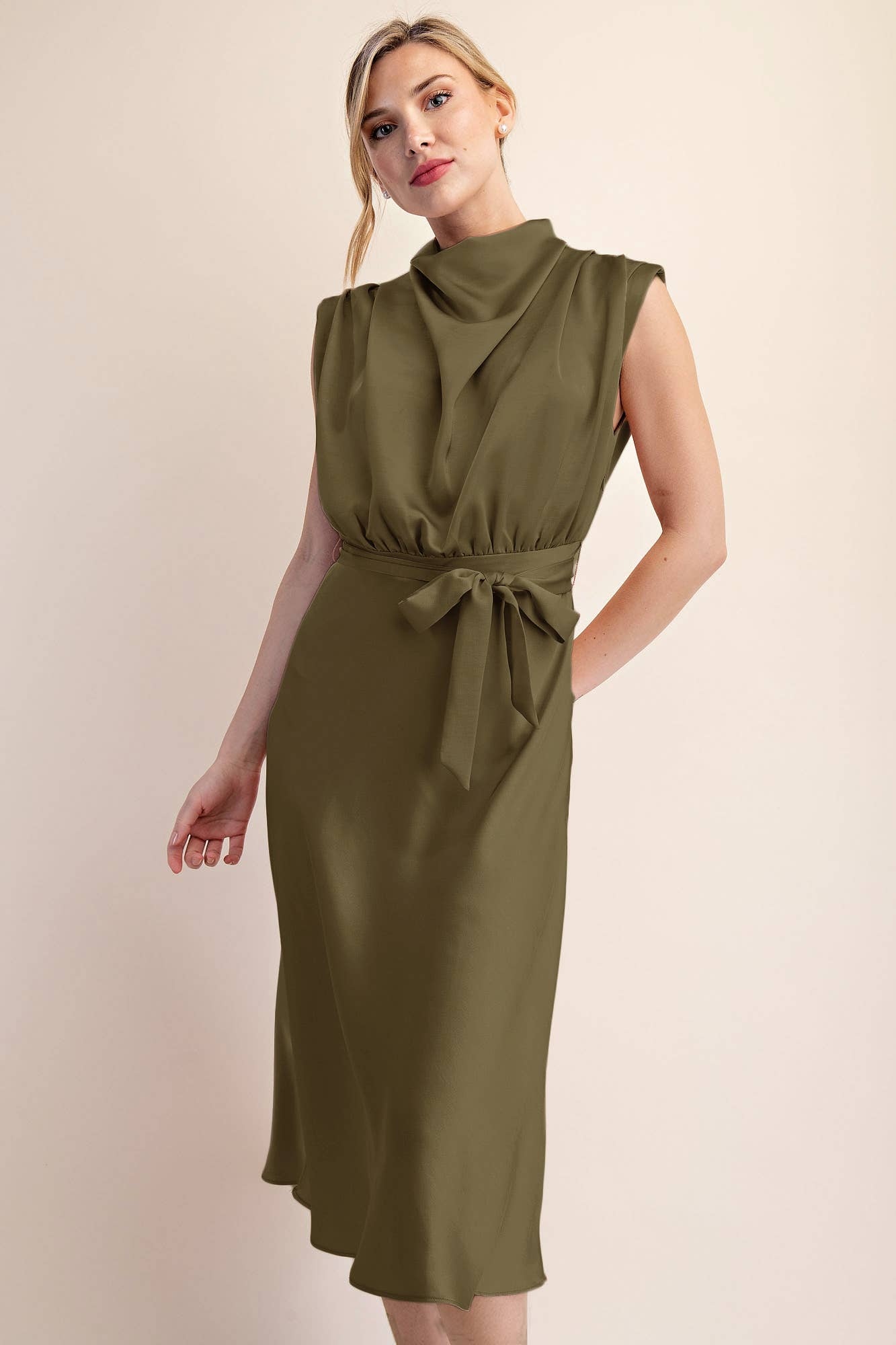 Glam - Cowl Neck Midi Dress