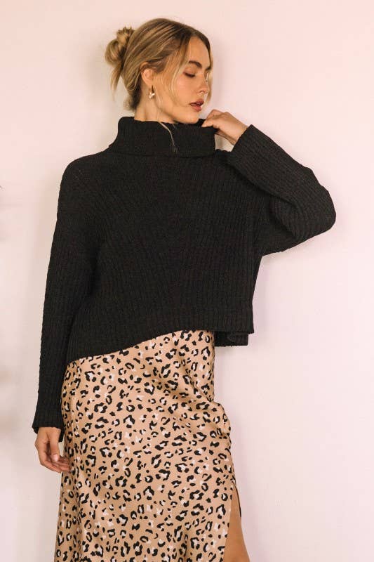 SKIES ARE BLUE - Textured Turtle Neck Sweater