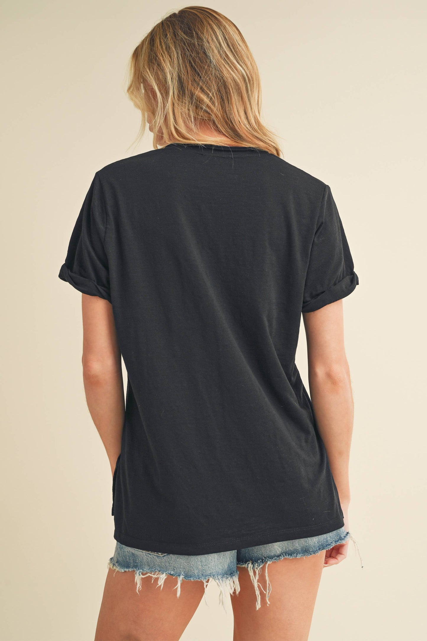 8286DK Zoie V-Neck Short Sleeve Top