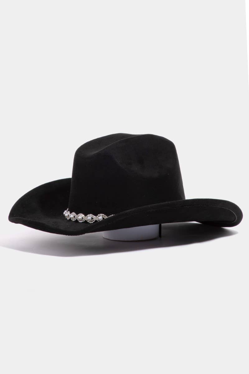 Collections by Fame Accessories - Pearl Pattern Band Western Cowboy Hat