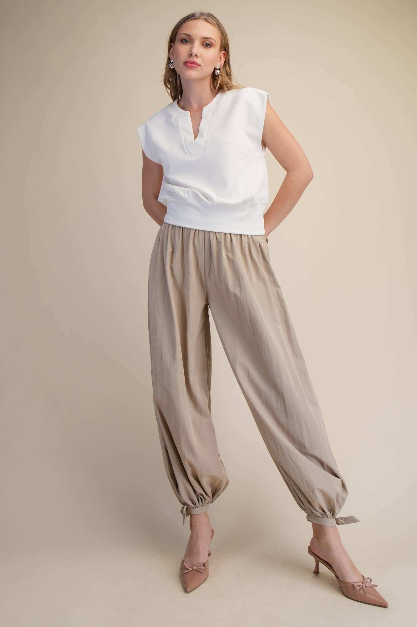 Glam - Flowy Balloon Ankle Tie Everyday Pants