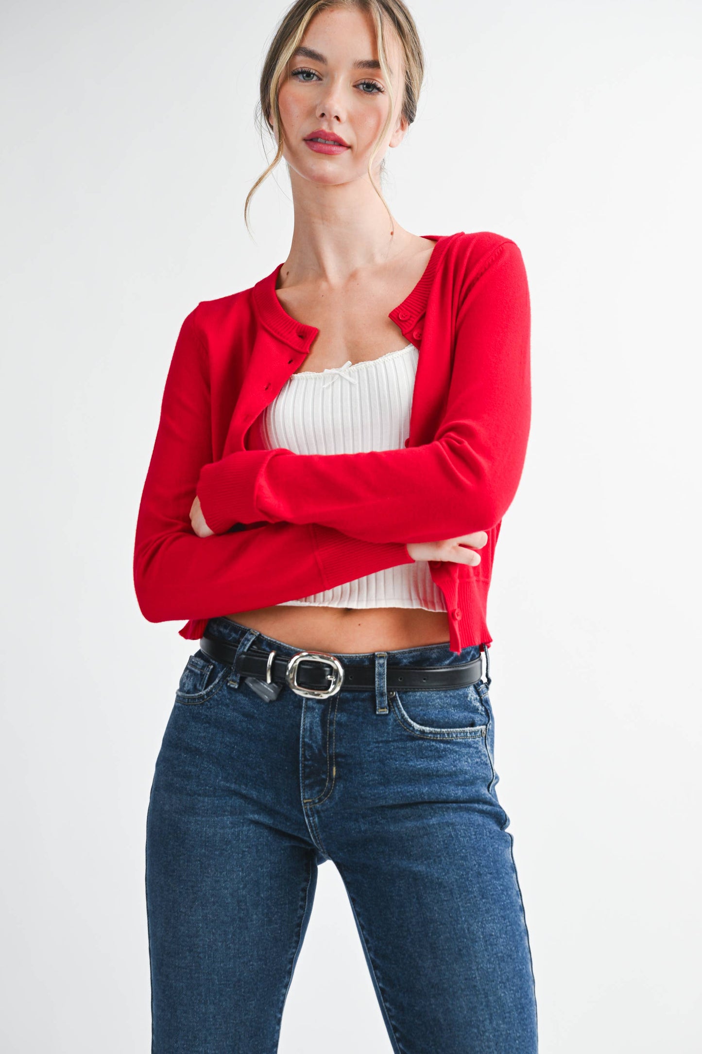 AEMI + CO - 5176GN Ribbed Button-Up Knit Cardigan