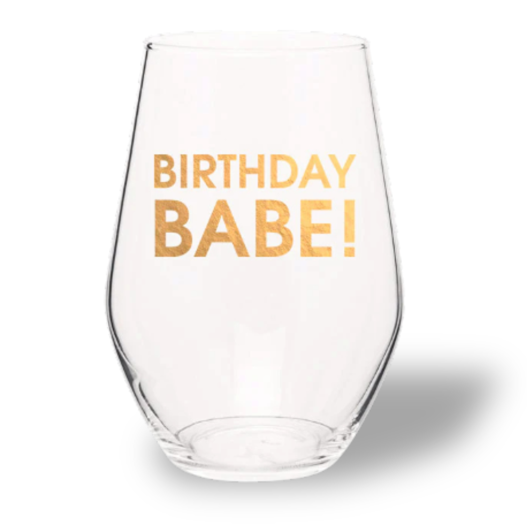 Chez Gagné - Birthday Babe - Gold Foil Stemless Wine Glass