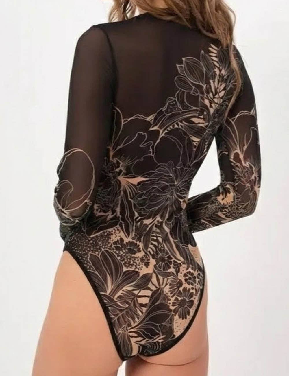 Dipped Shop - Retro Long Sleeve Rash Guard Swimsuit  With Cover DP26H868
