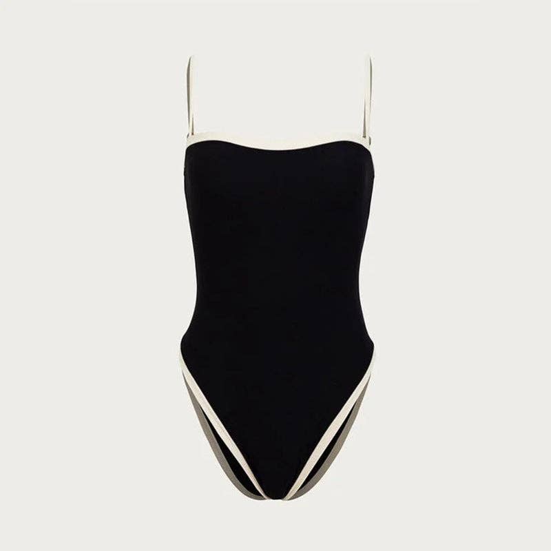 Dipped Shop - Simple Color Block Sexy One Piece Swimwear DPSW1114