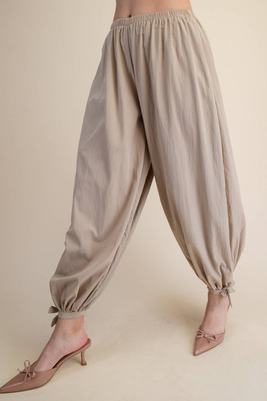 Glam - Flowy Balloon Ankle Tie Everyday Pants