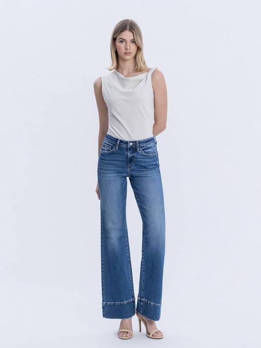 Lovervet by VERVET - HIGH RISE TROUSER HEM VINTAGE FLARE JEANS LV1849